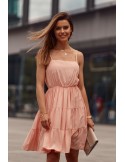 Dress with thin straps and ruffles, powdery PR3214 - Online store - Boutique